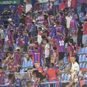 La hinchada de Unión Magdalena hizo presencia en el estadio Sierra Nevada, pero se tuvieron que ir porque el partido, contra Millonarios, fue aplazado.