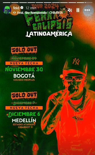 Nuevas fechas del concierto de Feid en Bogotá y Medellín