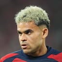 Luis Díaz en un calentamiento previo a un partido con Bayern Múnich