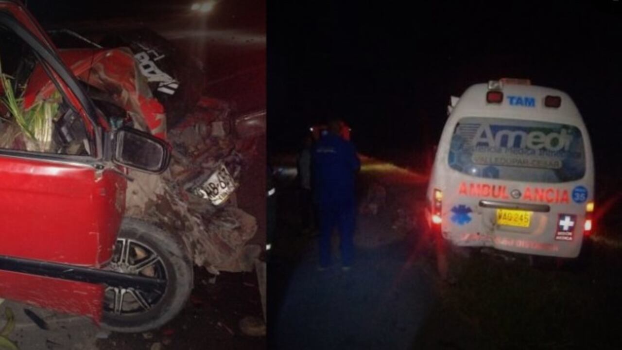 Una ambulancia y un carro particular protagonizaron fuerte choque en Valledupar.