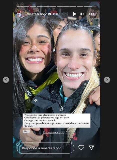 Renata Arango le mandó un mensaje de apoyo a Daniela Montoya