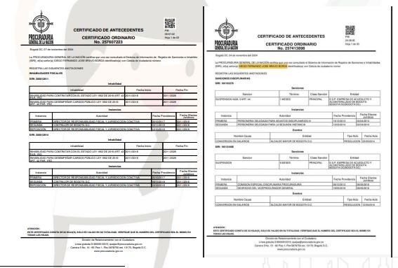 Sanciones de la Procuraduría en contra de Bravo