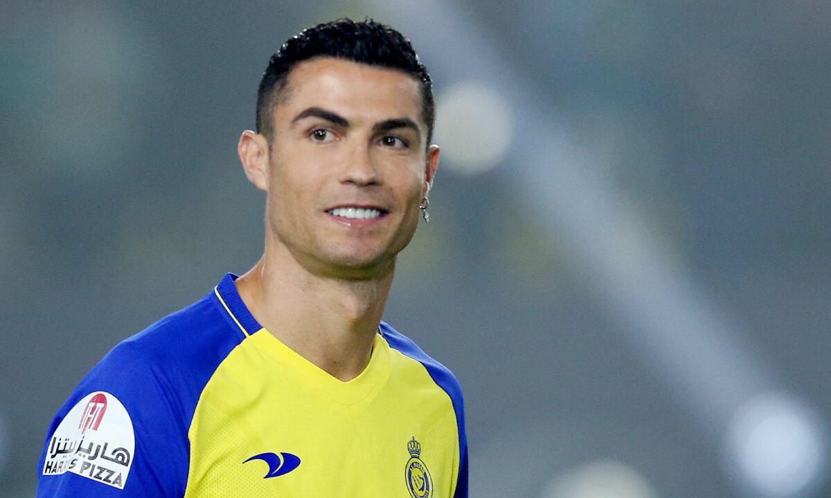 Soccer Football - Al Nassr unveil new signing Cristiano Ronaldo - Mrsool Park, Riyadh, Saudi Arabia - January 3, 2023 New Al Nassr signing Cristiano Ronaldo during his presentation REUTERS/Ahmed Yosri