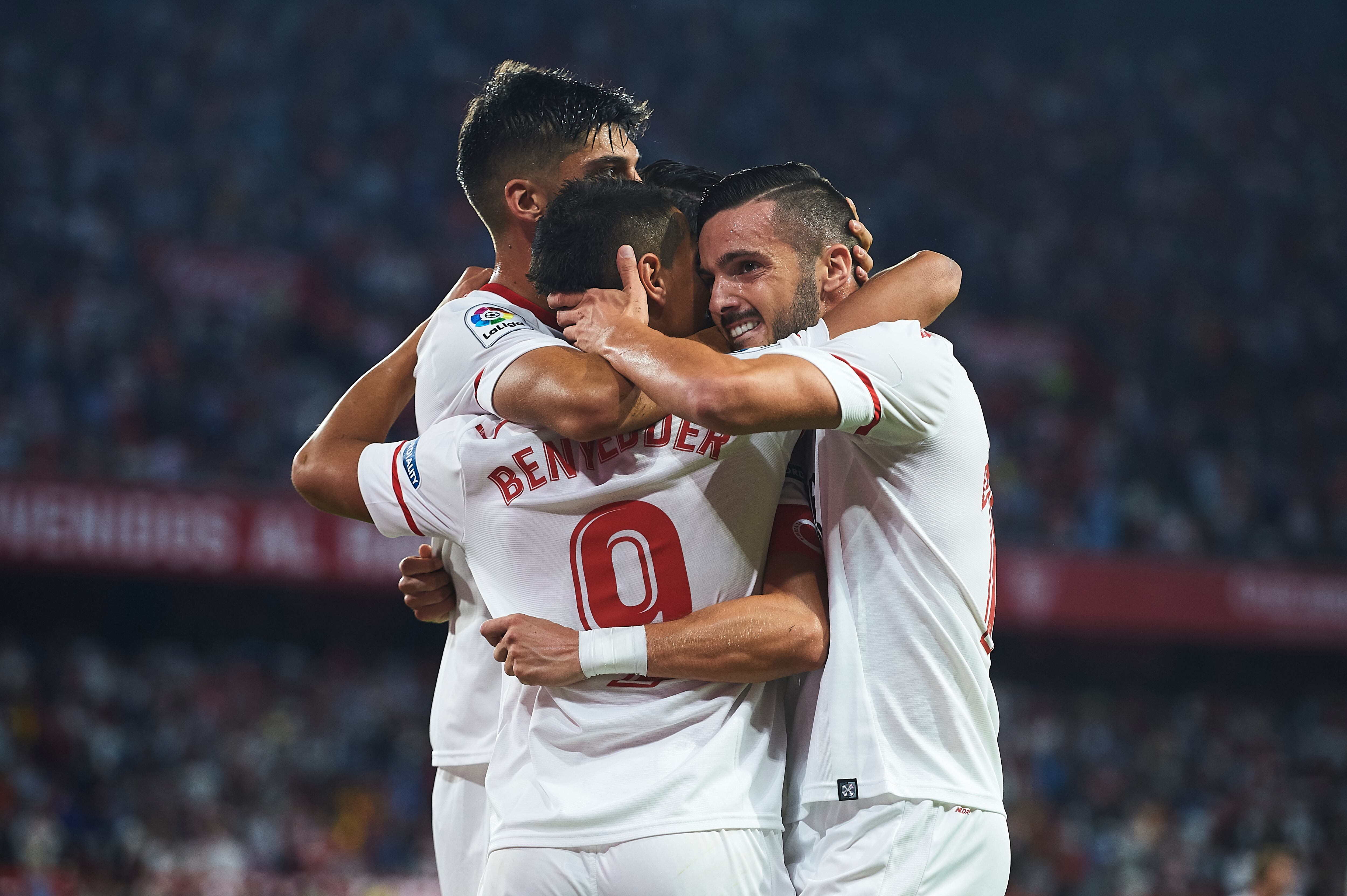 Ben Yedder celebra un gol con el Sevilla.