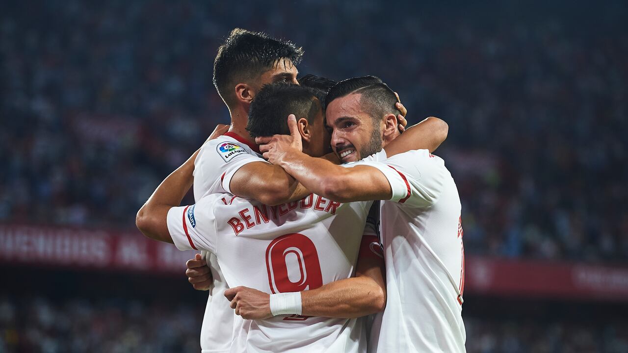 Ben Yedder celebra un gol con el Sevilla.
