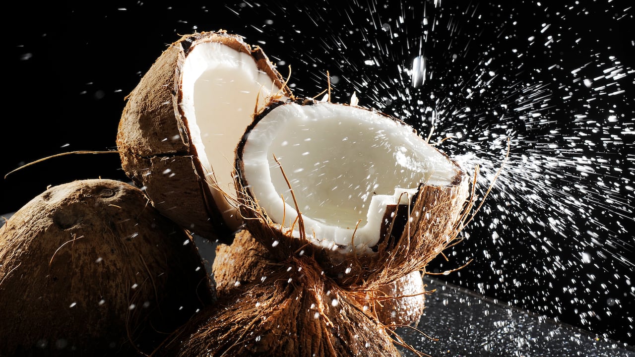 El líquido se encuentra rodeado por una cáscara gruesa con una capa externa parecida al cuero e impermeable