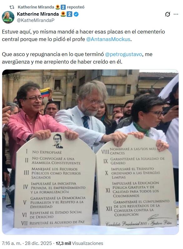 Este fue el trino que publicó la congresista.