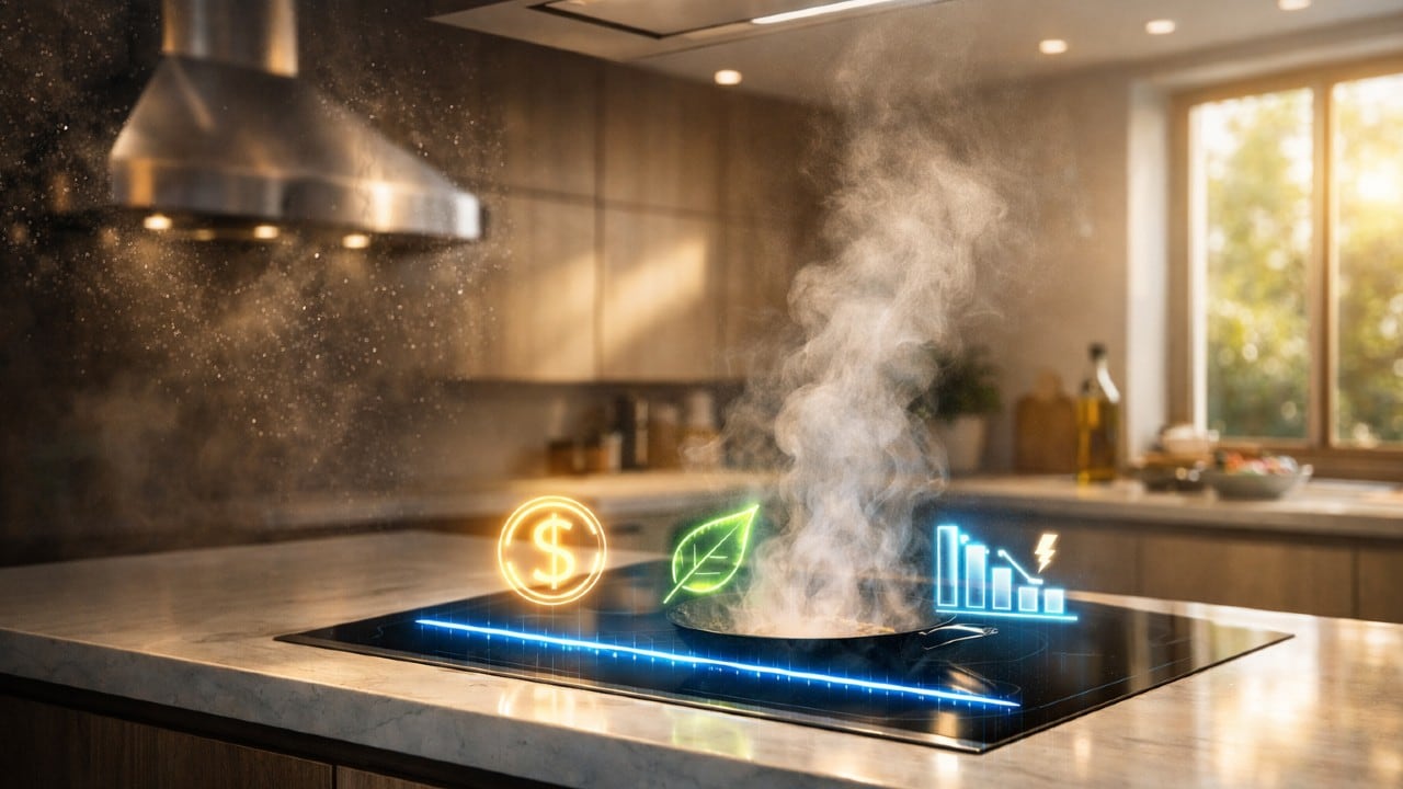 Esta combinación permite optimizar el espacio al eliminar la campana instalada en el techo y ofrecer un estilo más limpio y minimalista.