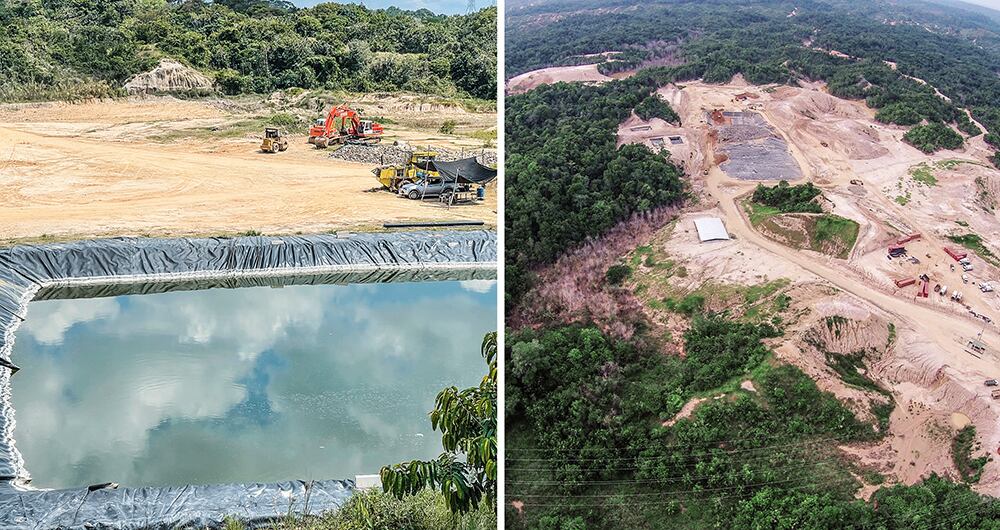 Así se ve desde el aire el relleno sanitario en medio de un área ambiental protegida. Las piscinas de lixiviados son uno de los grandes retos del lugar.