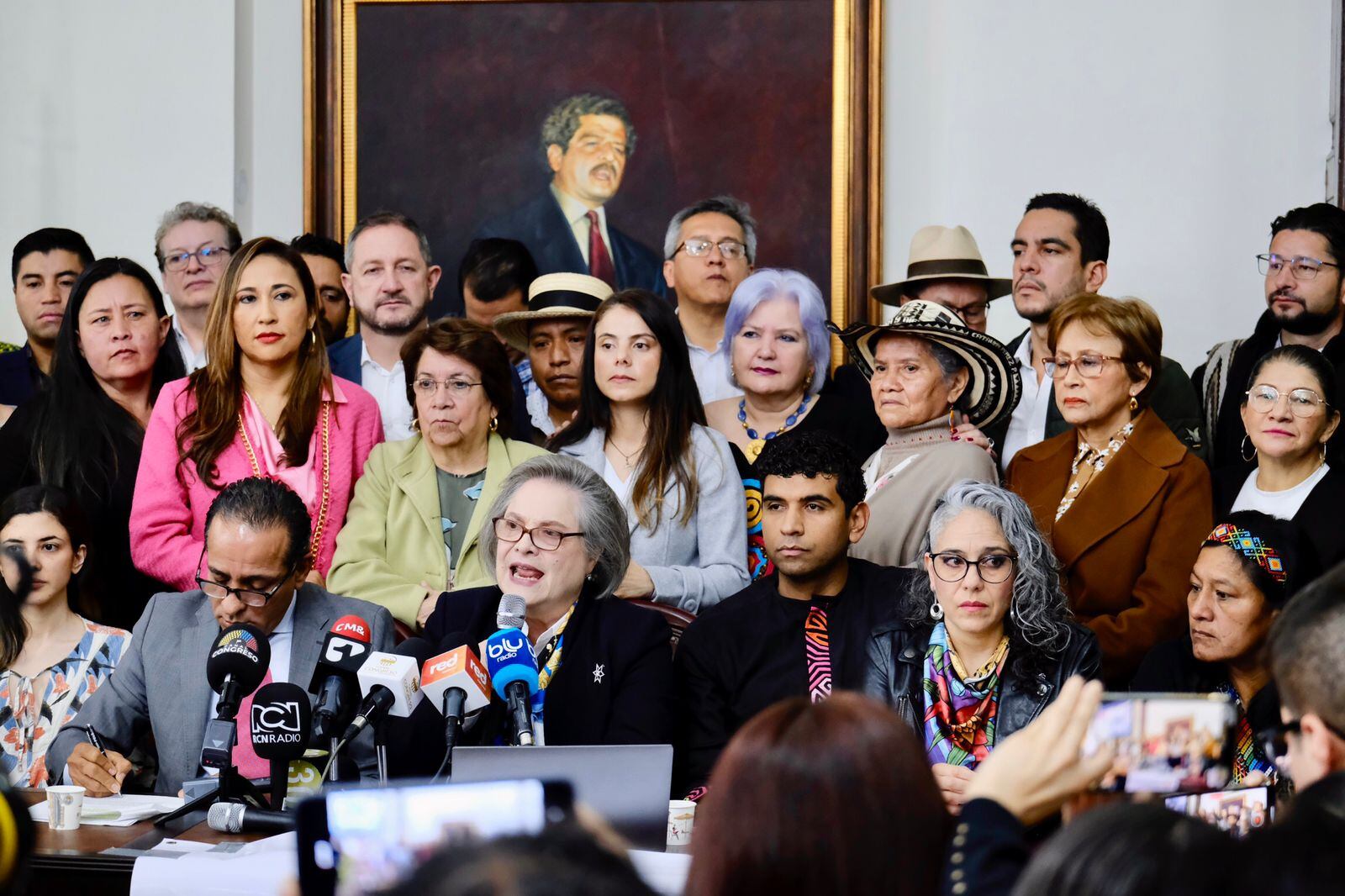 El Pacto Histórico durante la rueda de prensa este miércoles.