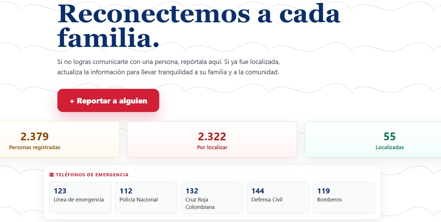 El sistema también muestra casos que ya fueron resueltos y personas encontradas.