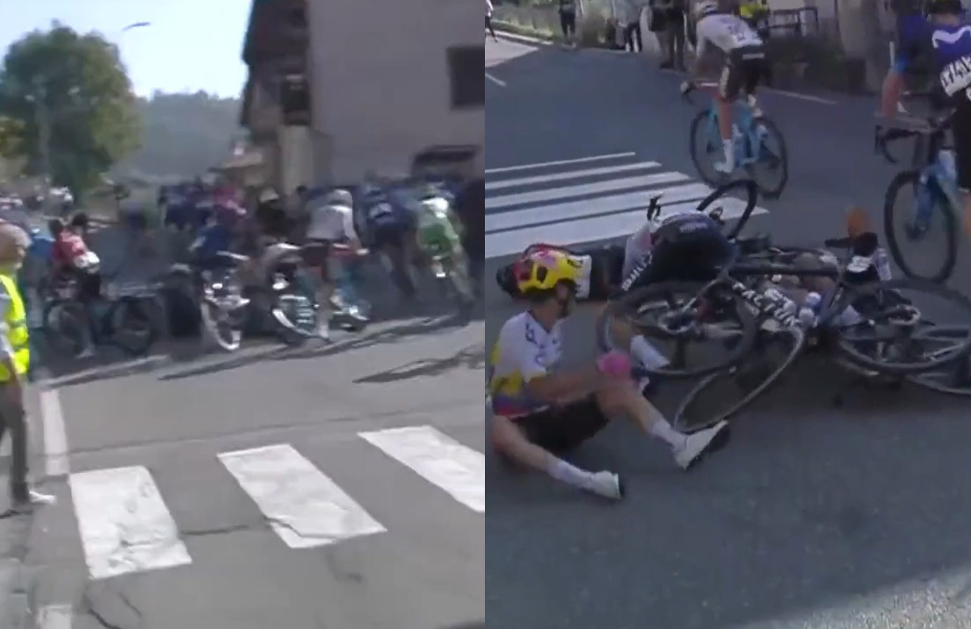 Momento de la caída de Esteban Chaves.