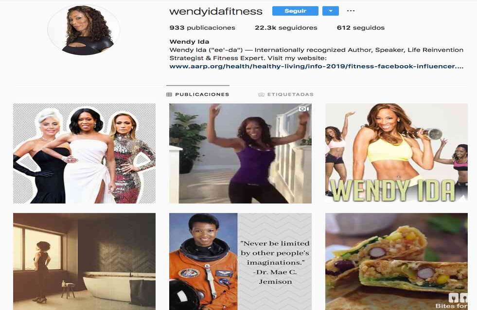 Wendy Ida / @wendyidafitness. Es llamada por muchos usuarios de redes sociales la “abuela fitness”. Tiene sesenta y cuatro años y comenzó a hacer ejercicio a los cuarenta y tres. Desde entonces no ha parado y, en su cuenta, muestra rutinas y da consejos para llegar a esta edad con una apariencia envidiable. “La gente me pone cuarenta, incluso treinta años, y dicen que parezco hermana de mi hija”, confiesa