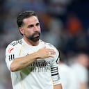 MADRID, SPAIN - MAY 23: Daniel Carvajal of Real Madrid CF salutes the fans during the Spanish League, LaLiga EA Sports, football match played between Real Madrid and Athletic Club at Bernabeu stadium on May 23, 2026, in Madrid, Spain. (Photo By Oscar J. Barroso/Europa Press via Getty Images)