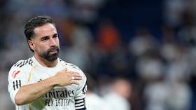MADRID, SPAIN - MAY 23: Daniel Carvajal of Real Madrid CF salutes the fans during the Spanish League, LaLiga EA Sports, football match played between Real Madrid and Athletic Club at Bernabeu stadium on May 23, 2026, in Madrid, Spain. (Photo By Oscar J. Barroso/Europa Press via Getty Images)