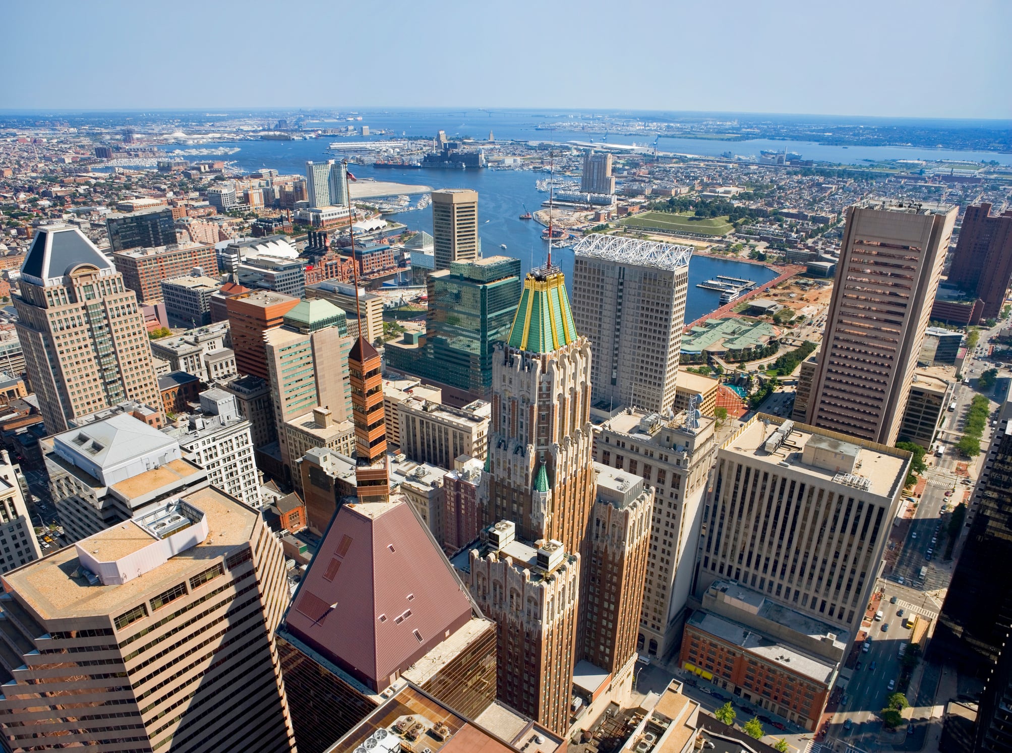 Vista aérea del distrito comercial de Baltimore