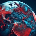 Ilustración creada con IA del planeta Tierra sangrando.