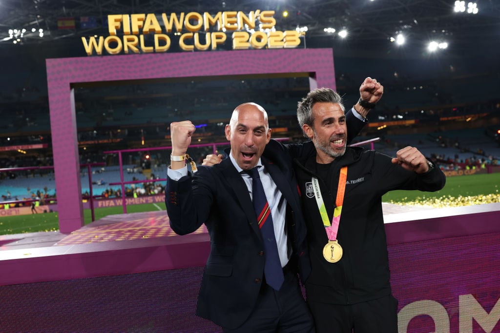 Luis Rubiales y Jorge Vilda técnico de la Selección de España femenina.
