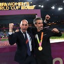 Luis Rubiales y Jorge Vilda técnico de la Selección de España femenina.