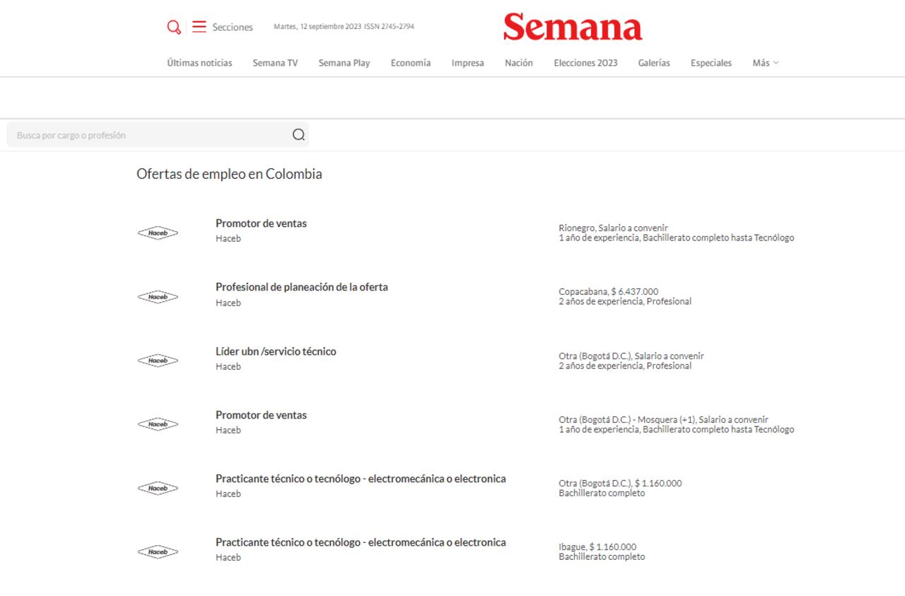 Ofertas de empleo de Haceb