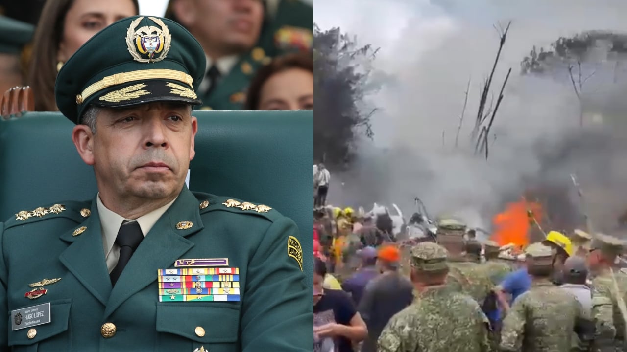 Comandante general de las Fuerzas Militares y uniformados atendiendo accidente de avión de la FAC.