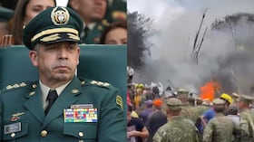 Comandante general de las Fuerzas Militares y uniformados atendiendo accidente de avión de la FAC.