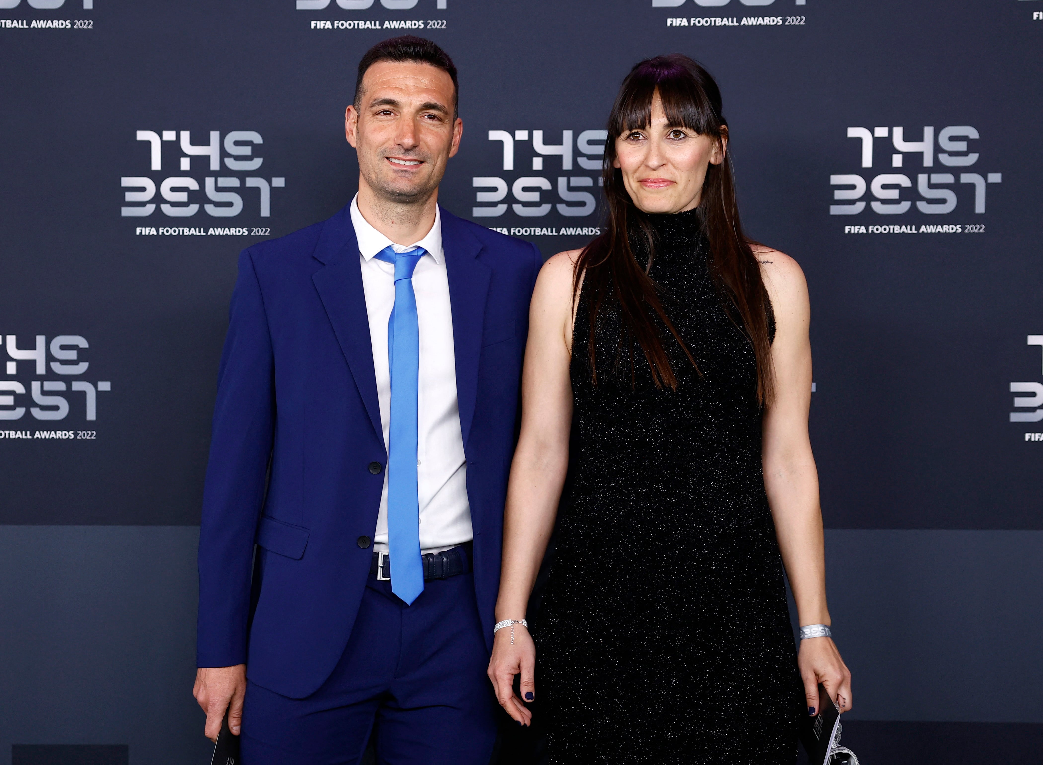 Soccer Football - The Best FIFA Football Awards - Salle Pleyel, Paris, France - February 27, 2023 Argentina coach Lionel Scaloni and Elisa Montero before the Best FIFA Football Awards REUTERS/Sarah Meyssonnier