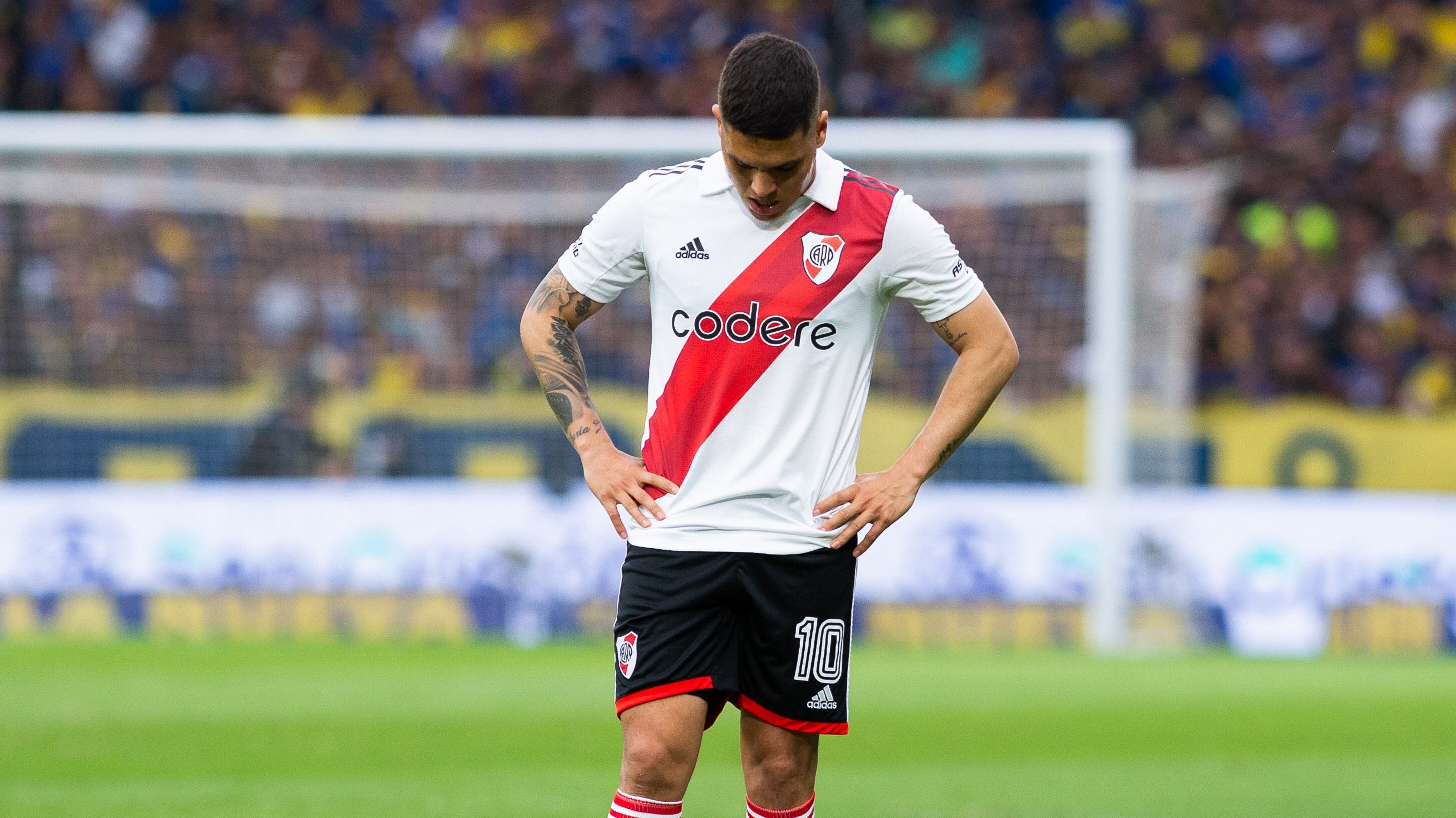 Juan Fernando Quintero, jugador de River Plate, en el Superclásico.