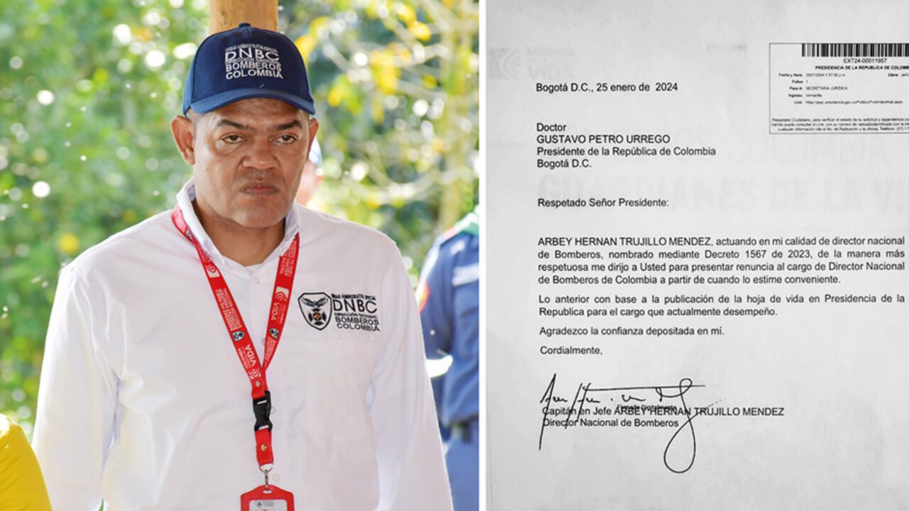 Esta es la carta de renuncia que presentó el capitán Arbey Trujillo a Gustavo Petro.