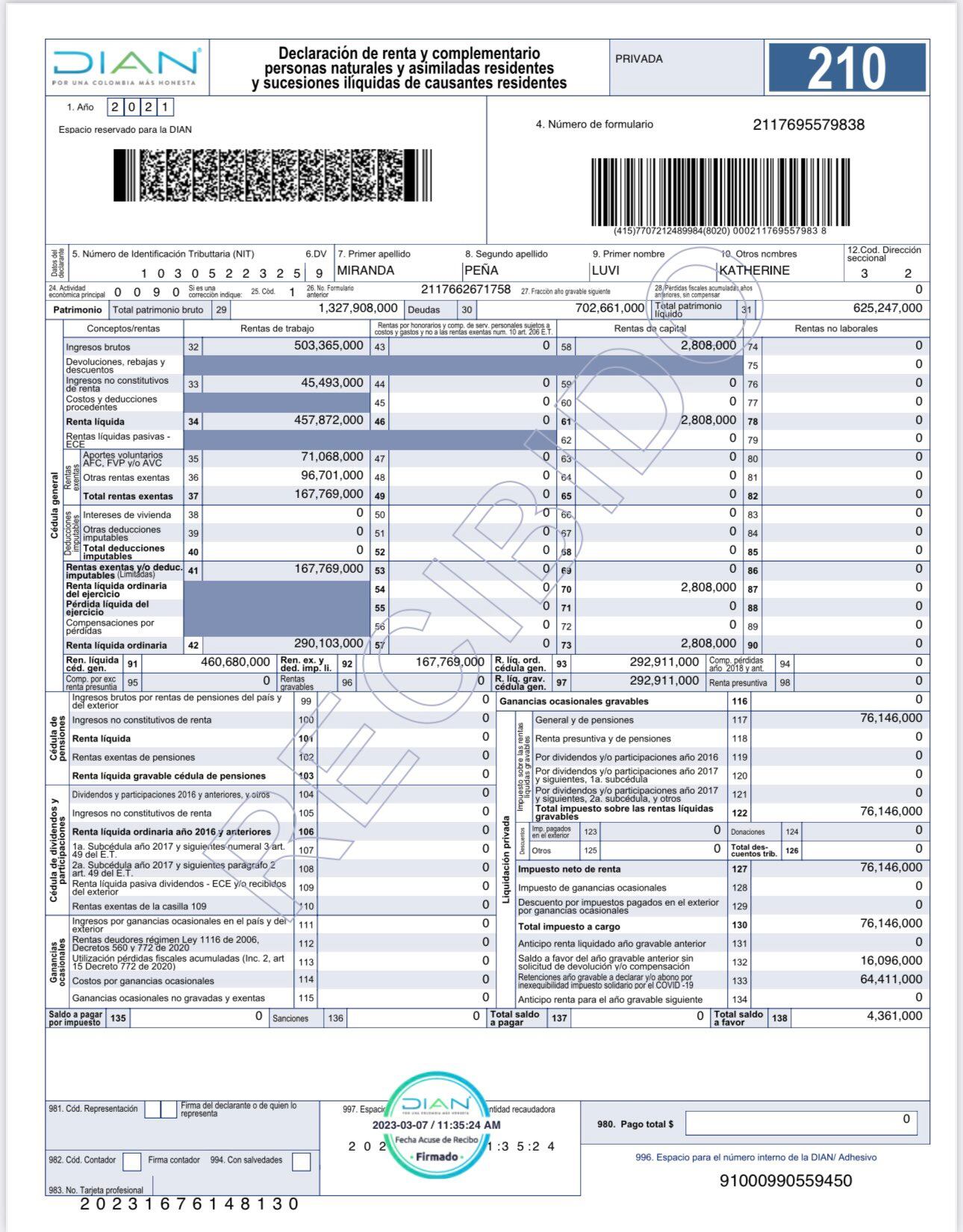 Declaración de renta Katherine Miranda 2021 corregida.