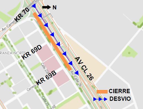 Mapa con el manejo vehicular en la zona de obra.