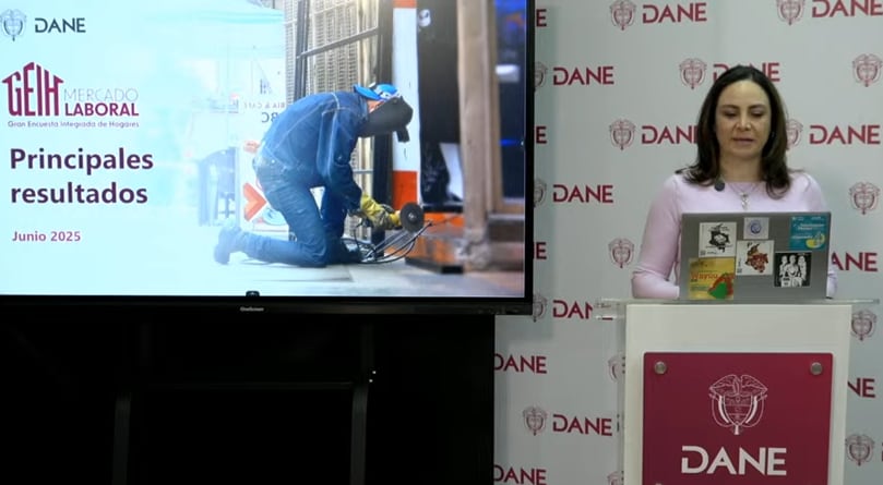 Piedad Urdinola, directora del Dane, durante la presentación de los resultados de mercado laboral en junio.