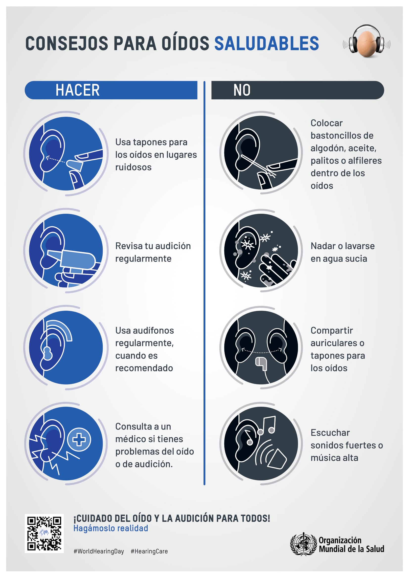 Consejos para oídos saludables.
