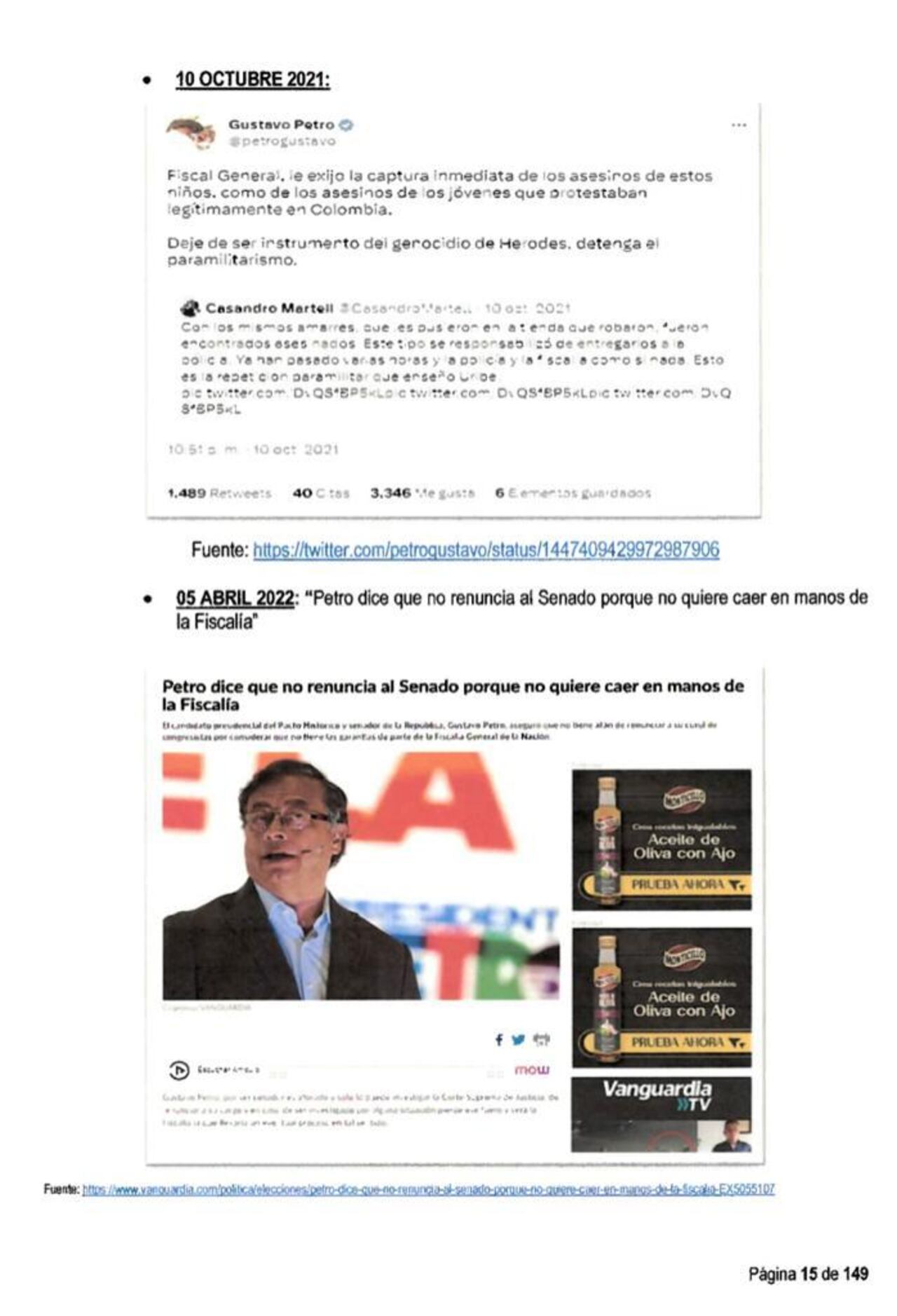 El documento de 159 páginas que condensa la solicitud de medidas cautelares elevada por el fiscal Francisco Barbosa a la CIDH se convierte en una cronología de hechos y encuentros.