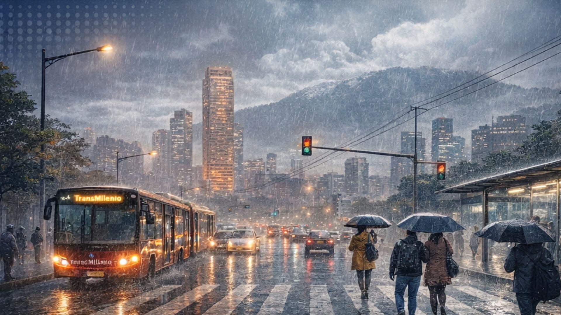 Cielo nublado y lluvias intermitentes marcan el clima en Bogotá este lunes.