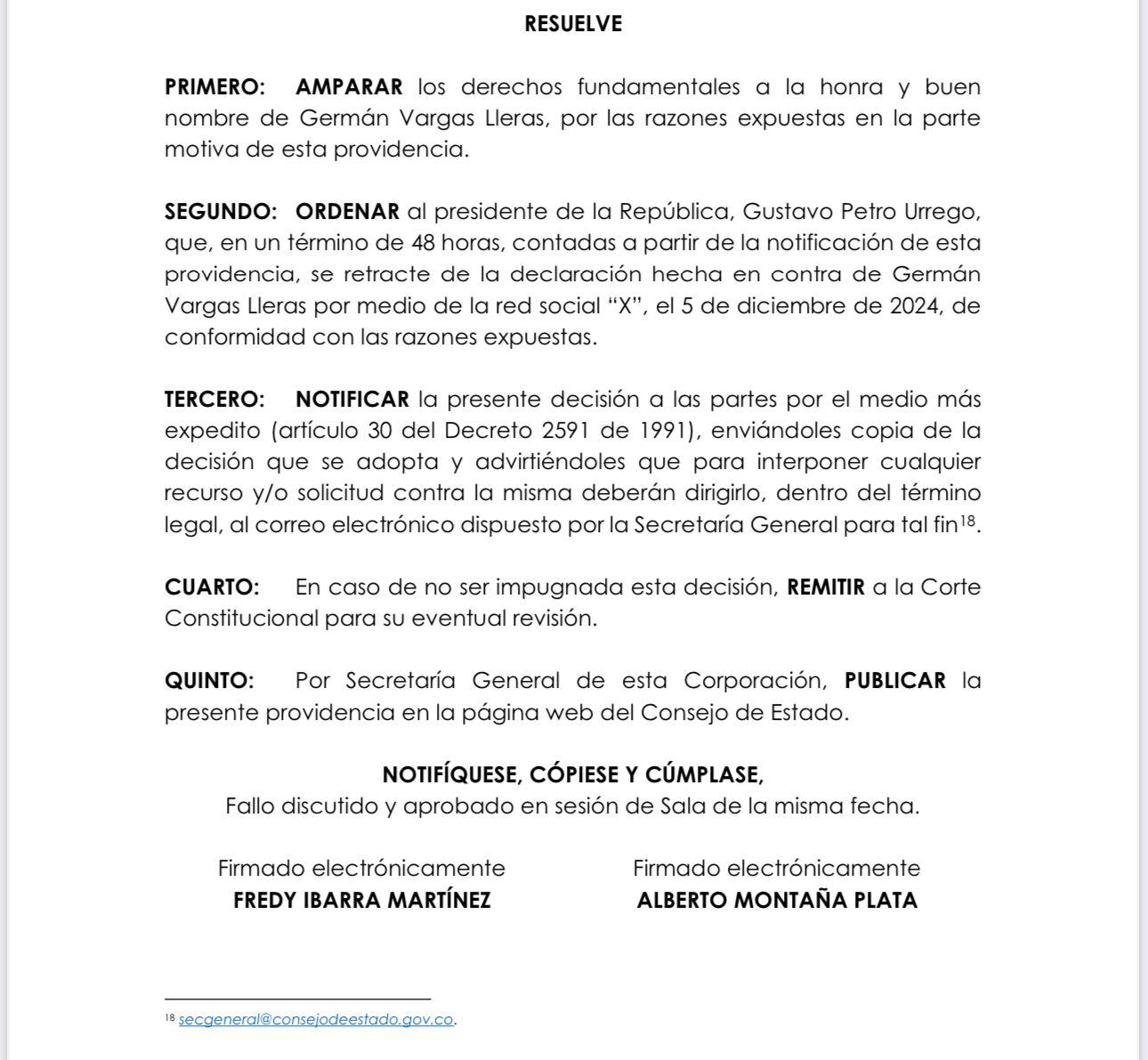 Fallo Consejo de Estado contra el presidente Gustavo Petro