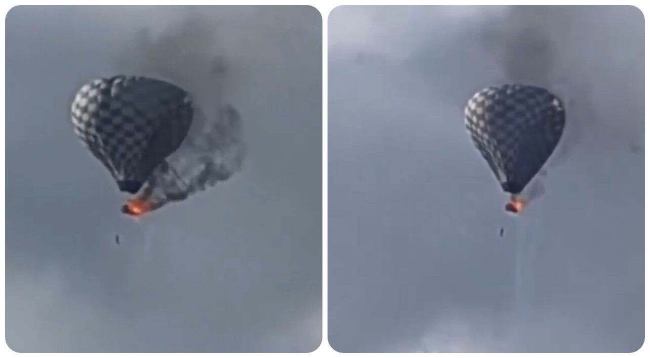 Se vio al hombre colgando de una cuerda mientras el globo continuaba subiendo hacia el cielo.