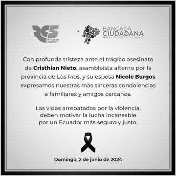 La Banca Ciudadana emitió un comunicado lamentando el fallecimiento del Asambleísta