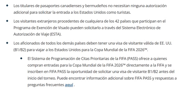 Autoridades de EE. UU. explicaron qué permiso se necesita para asistir al Mundial 2026.