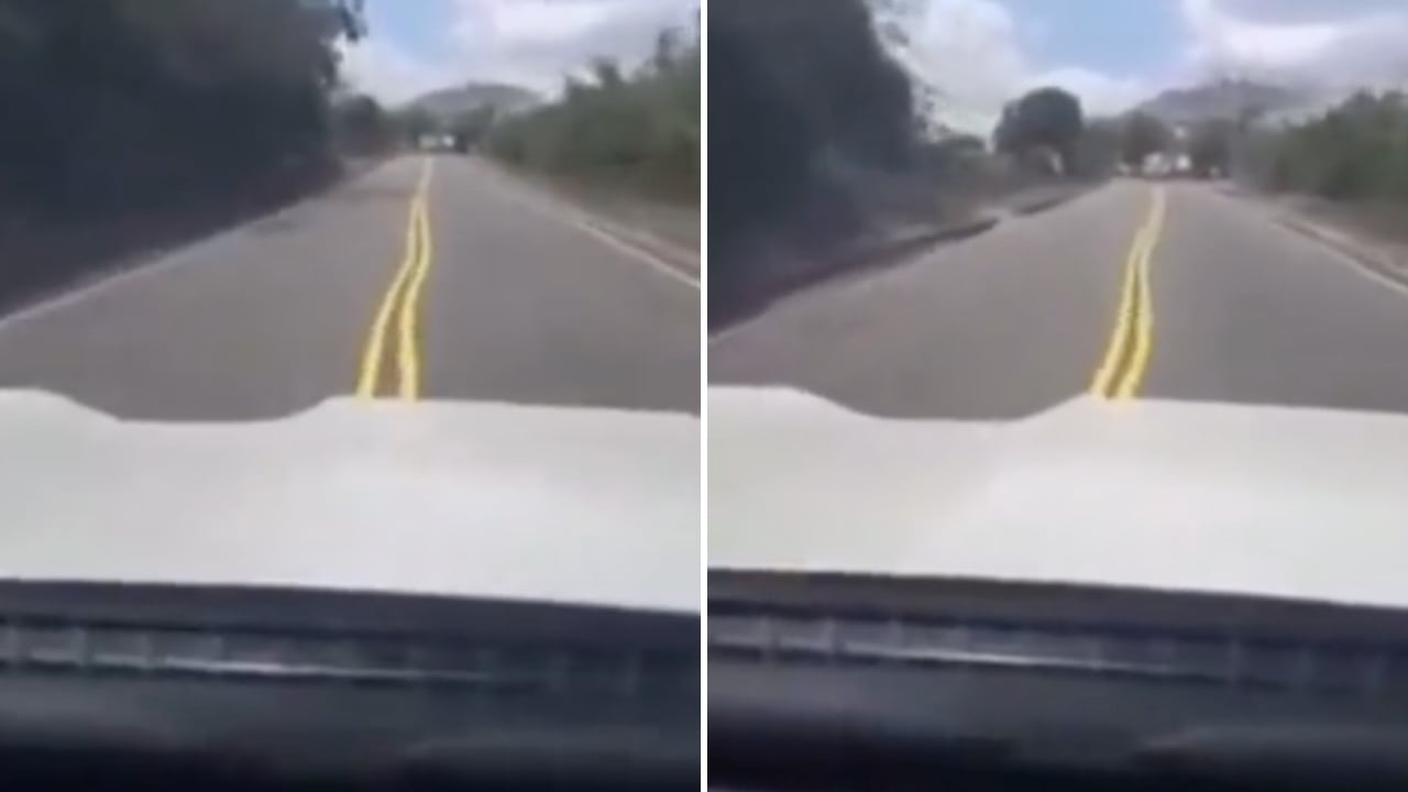 El video se hizo viral en redes sociales y deja ver el mal estado de señalización en el que se encuentra la vía