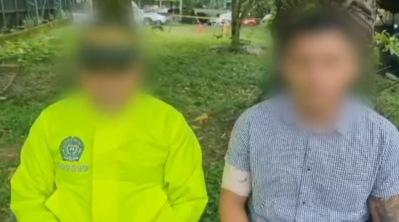 Estos dos policías resultaron heridos luego que alias cordillera les lanzara una granada para evitar ser capturado.