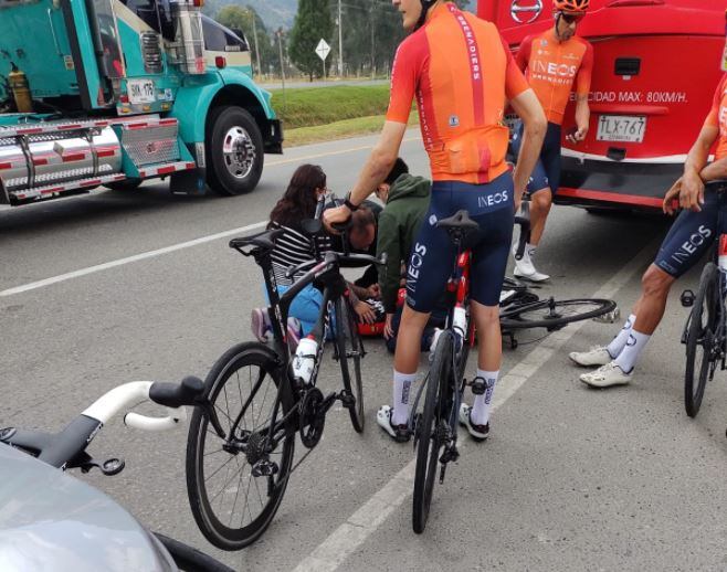 Egan Bernal sufrió accidente con un bus en carreteras de Gachancipá un año atrás.