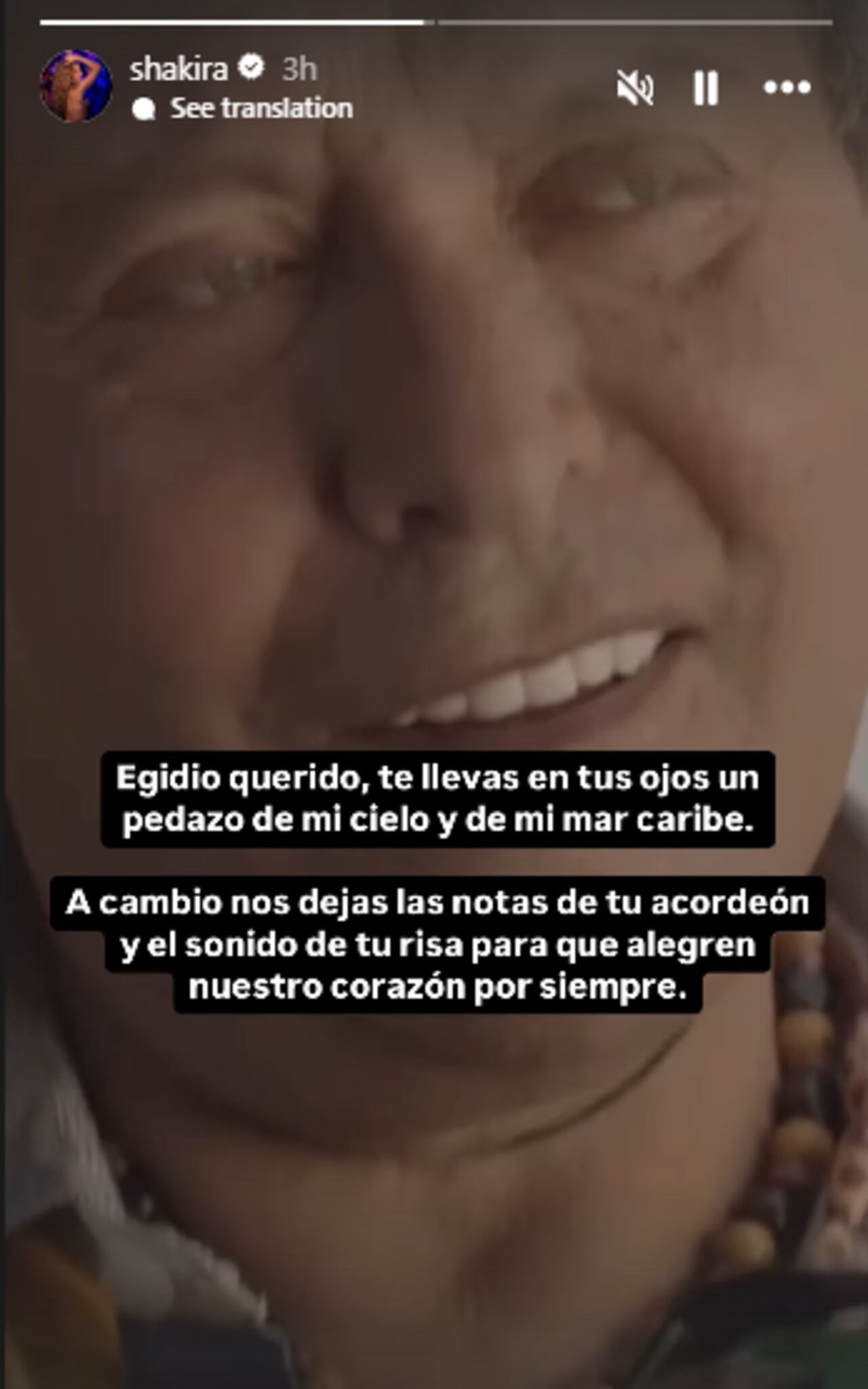 Shakira se pronunció y lamentó la muerte de Egidio Cuadrado
