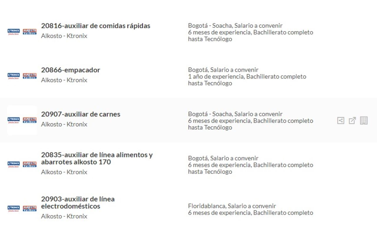 Ofertas laborales de Alkosto