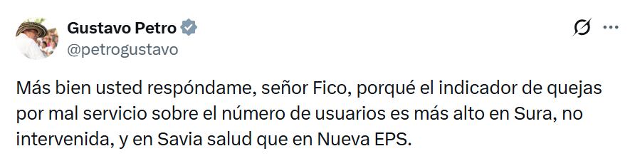 El presidente Gustavo Petro le contestó al alcalde de Medellín, Federico Gutiérrez.