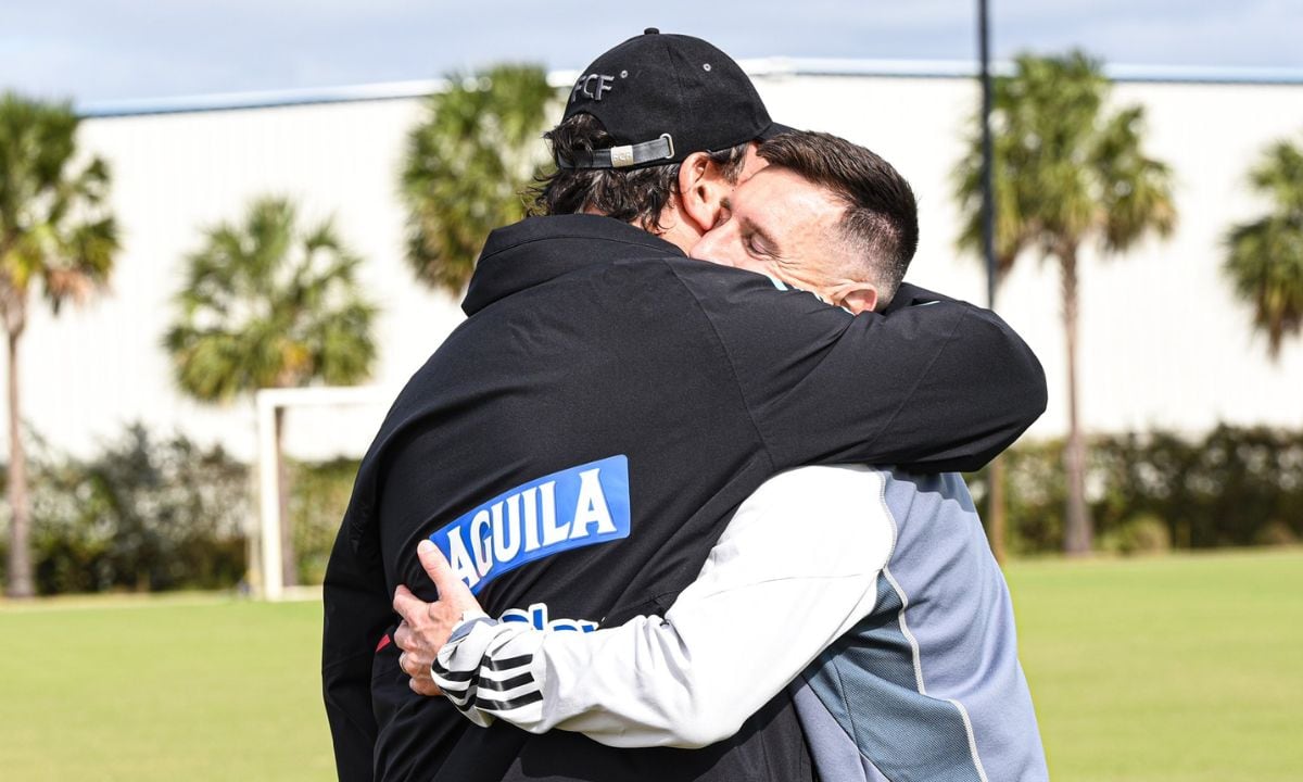 Messi en la práctica de la Selección Colombia.