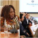Francia Márquez, vicepresidenta de Colombia; Gustavo Petro, presidente de Colombia; y Augusto Rodríguez, director de la Unidad Nacional de Protección, en el consejo de ministros del 4 de febrero, en Bogotá