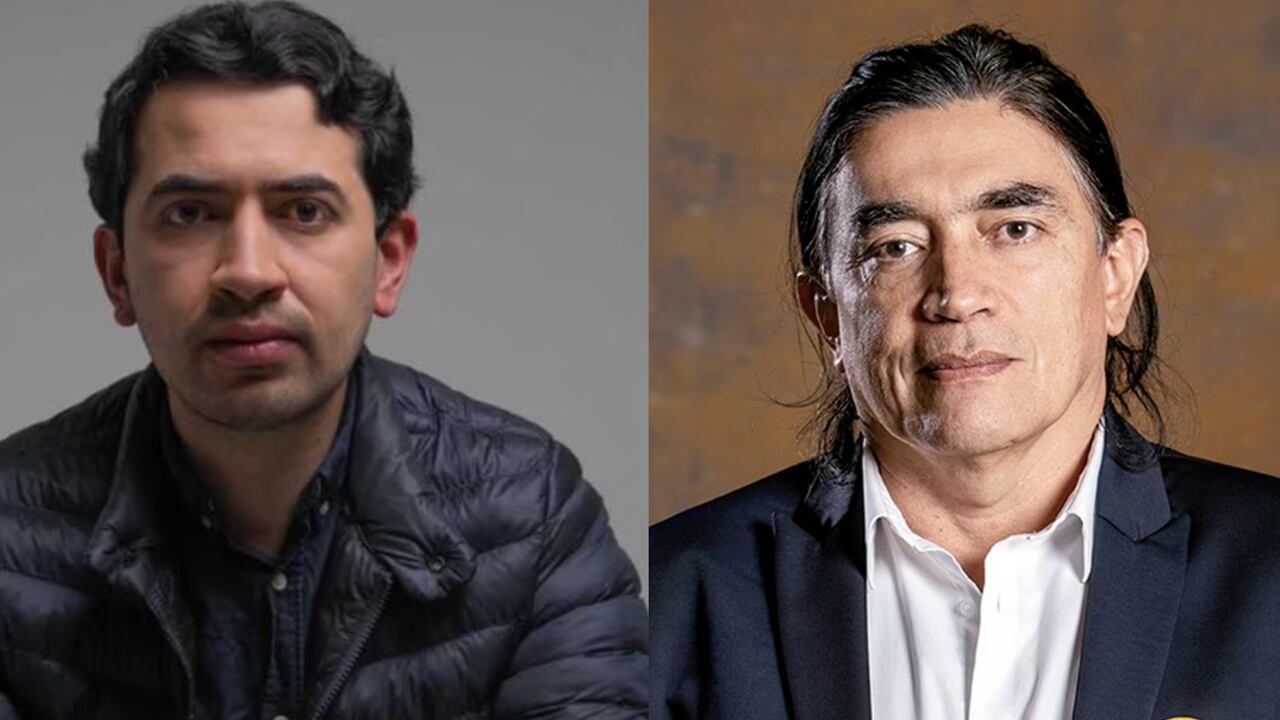 Daniel Briceño, candidato al Concejo de Bogotá, y Gustavo Bolívar, aspirante a la alcaldía de la capital.