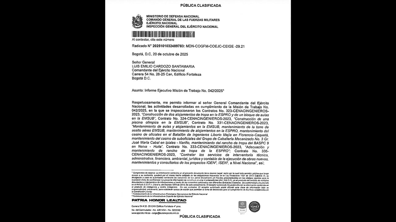 La Inspección del Ejército le había advertido al entonces comandante del Ejército, general Emilio Cardozo, sobre los graves hallazgos. 