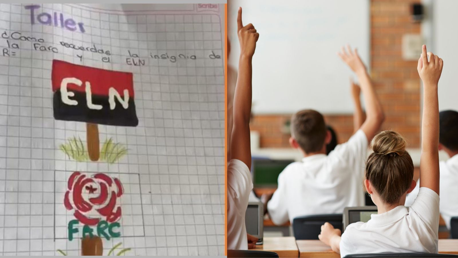 Fotografía de la actividad escolar que generó polémica en un colegio de Villa del Rosario y que fue difundida en redes sociales.